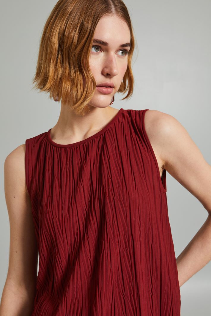 Top asimmetrico in jersey plissè - BORDEAUX - Fashion Market - 3