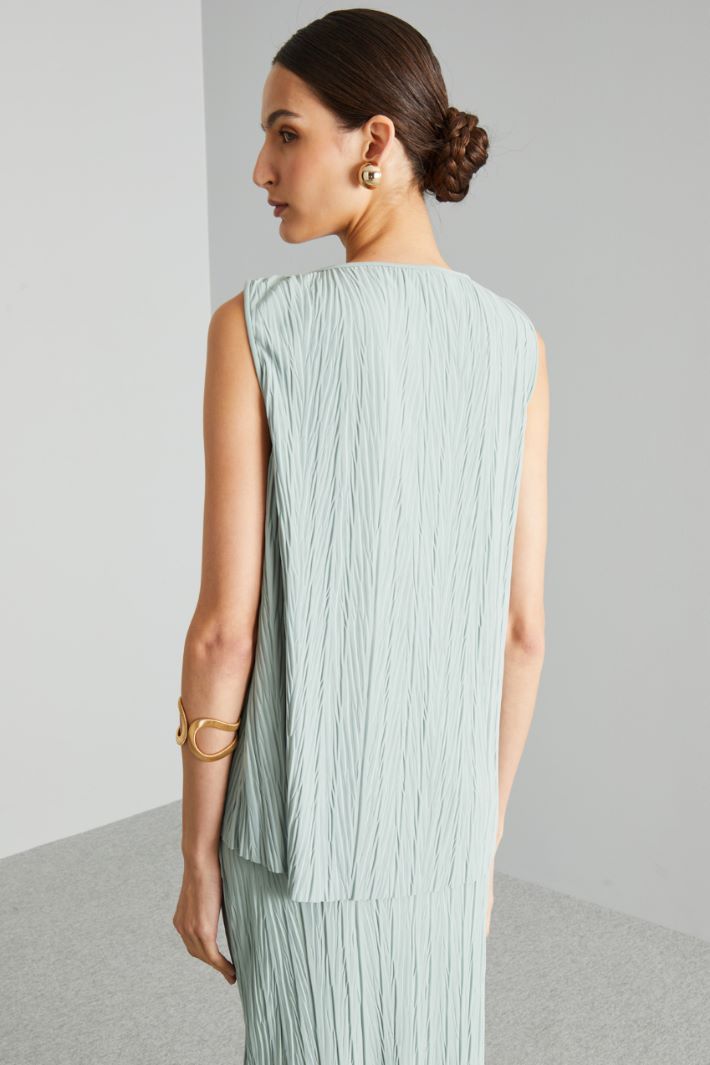 Top asimmetrico in jersey plissè - VERDE SALVIA - Fashion Market - 4
