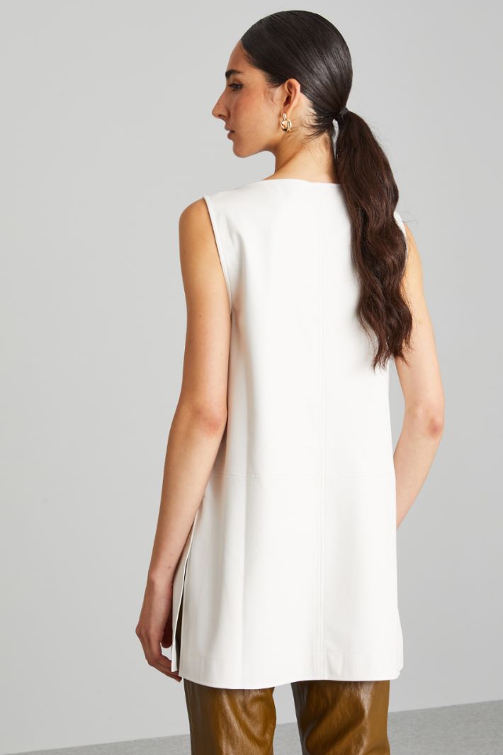 Top lungo in jersey spalmato - BIANCO - Fashion Market - 4
