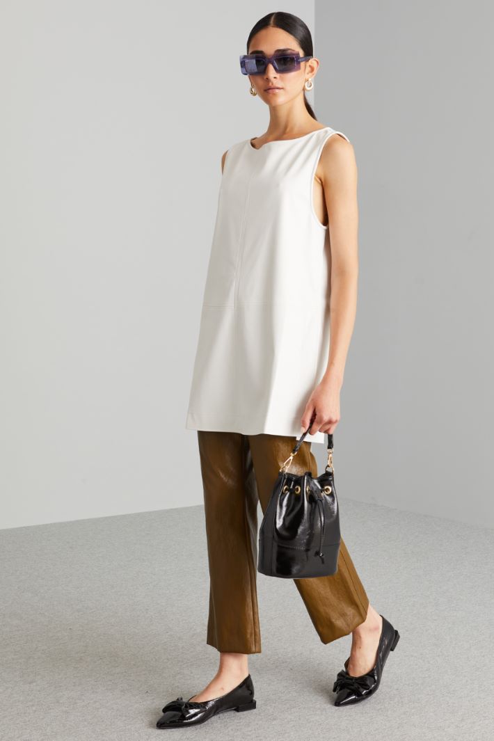 Top lungo in jersey spalmato - BIANCO - Fashion Market - 2