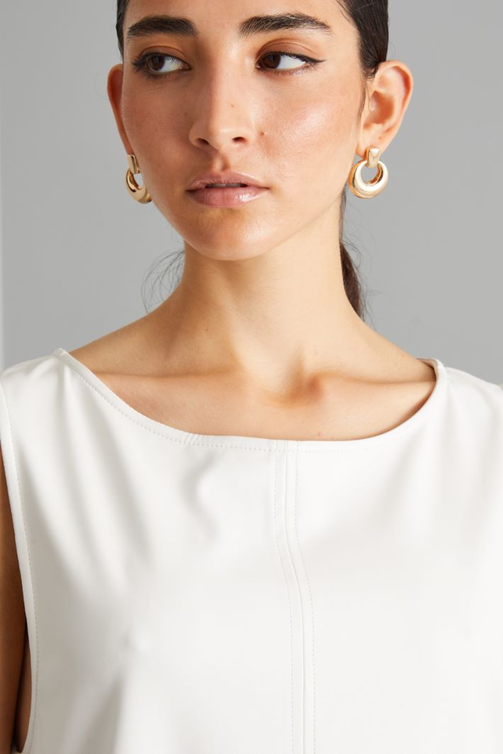 Top lungo in jersey spalmato - BIANCO - Fashion Market - 3