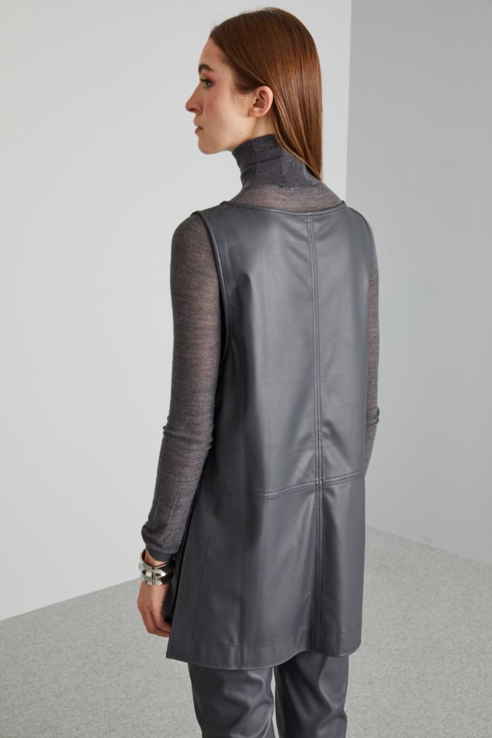 Top lungo in jersey spalmato - GRIGIO PIOMBO - Fashion Market - 4