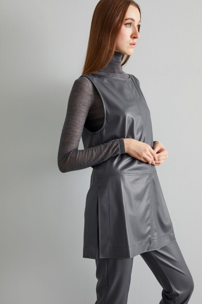 Top lungo in jersey spalmato - GRIGIO PIOMBO - Fashion Market - 2