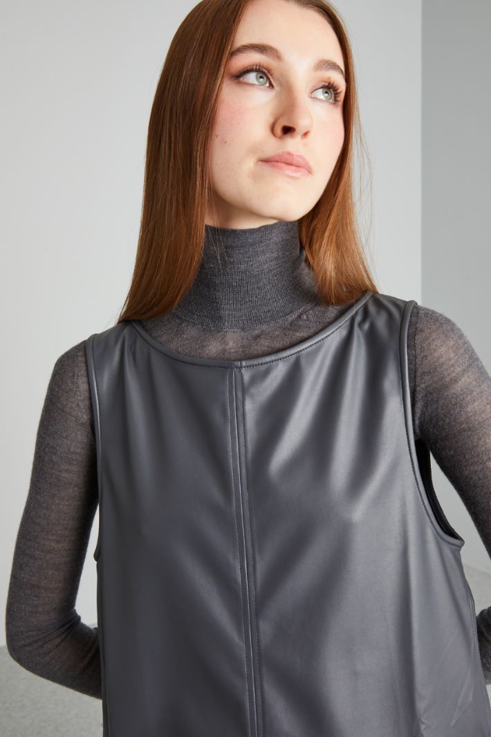 Top lungo in jersey spalmato - GRIGIO PIOMBO - Fashion Market - 3
