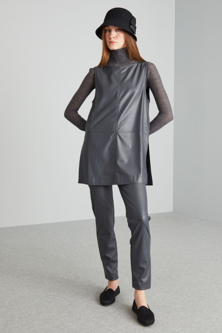 Top lungo in jersey spalmato - GRIGIO PIOMBO - Fashion Market