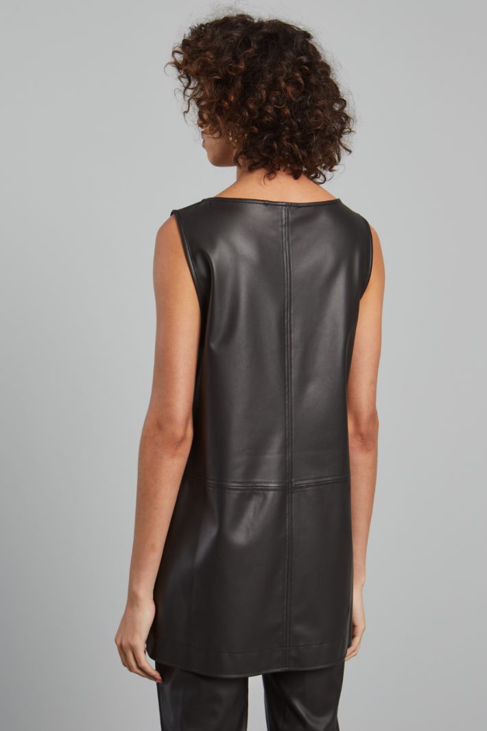 Top lungo in jersey spalmato - NERO - Fashion Market - 4