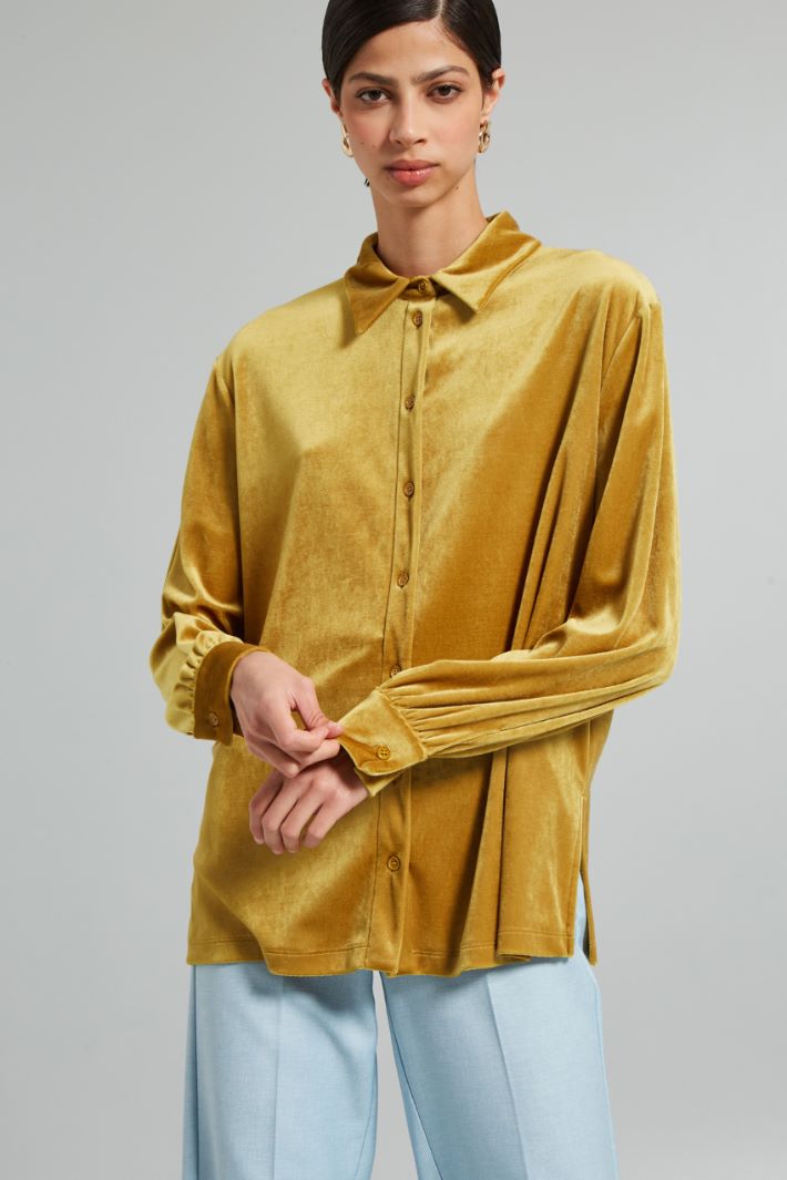 Camicia in jersey velluto - SENAPE - Fashion Market - 2
