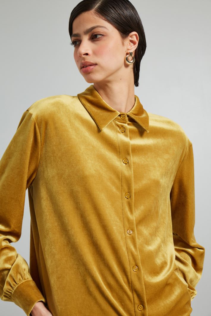 Camicia in jersey velluto - SENAPE - Fashion Market - 3