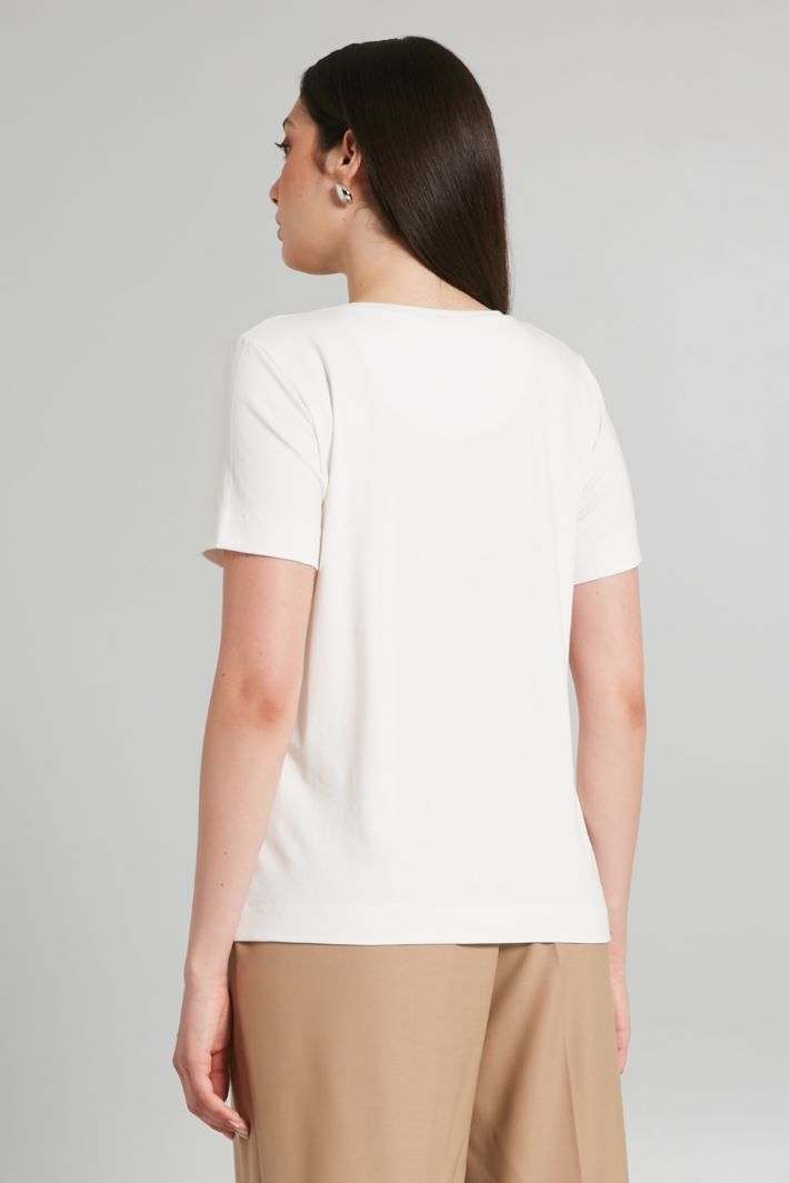 T-shirt in viscosa stretch - BIANCO - Fashion Market - 4