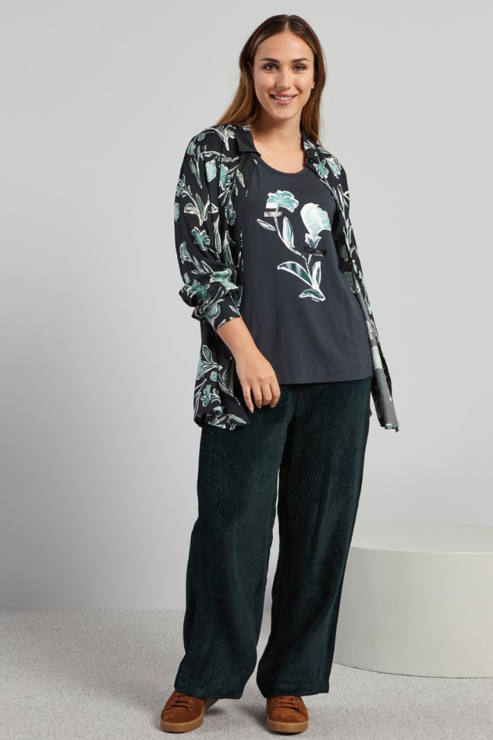 T-shirt in viscosa stretch - VERDE BOSCO BIANCO - Fashion Market