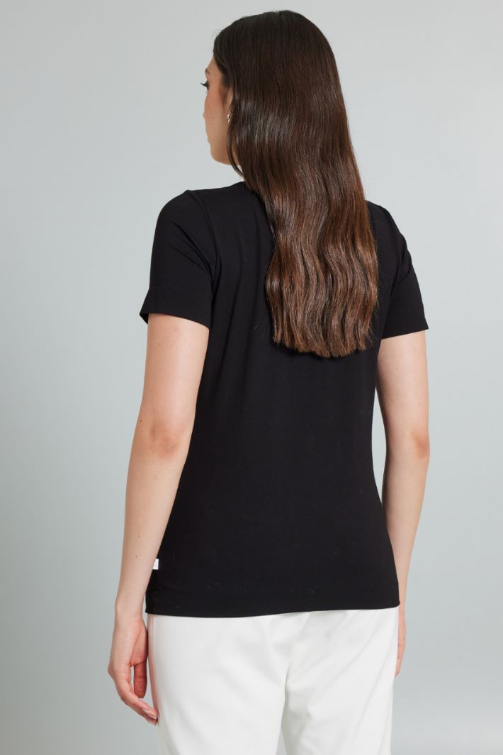 T-shirt in viscosa stretch - NERO - Fashion Market - 4