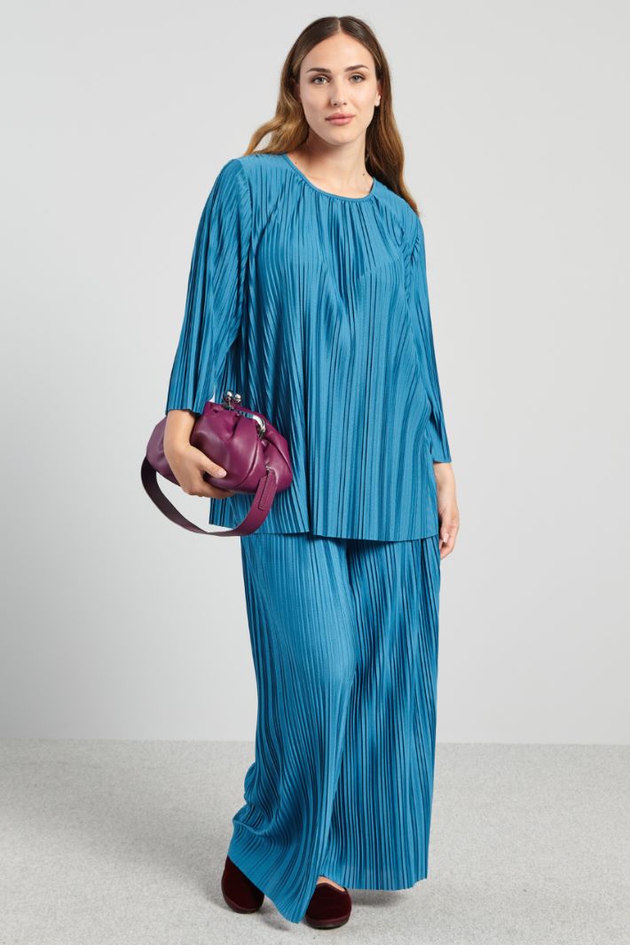 Blusa in jersey plissé - PETROLIO - Fashion Market