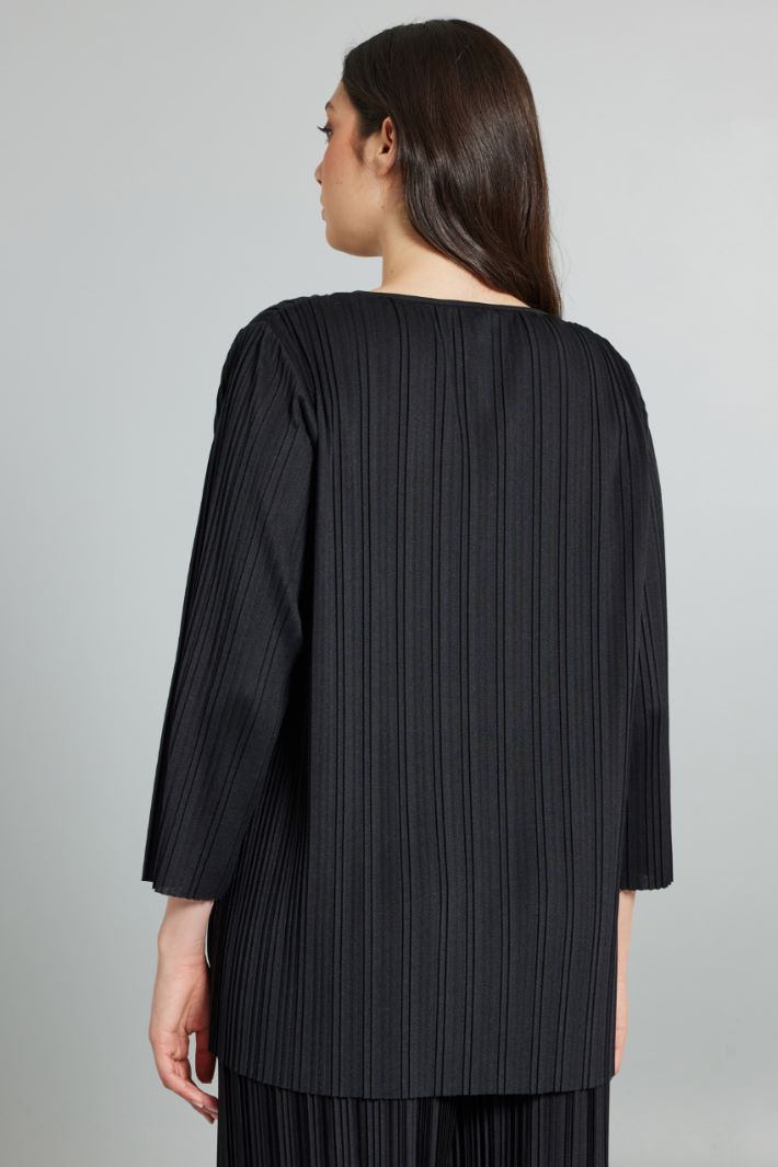 Blusa in jersey plissé - NERO - Fashion Market - 4