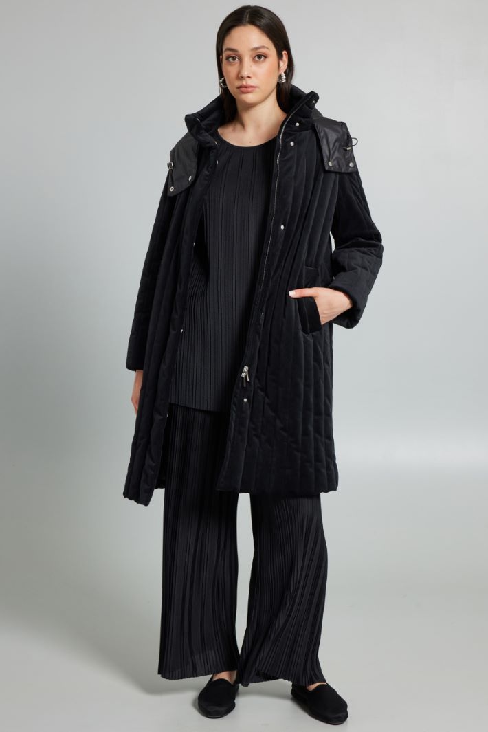 Blusa in jersey plissé - NERO - Fashion Market