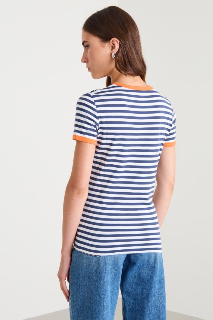 T-shirt a righe - BLU - Fashion Market - 4