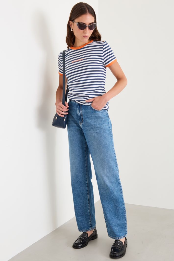 T-shirt a righe - BLU - Fashion Market