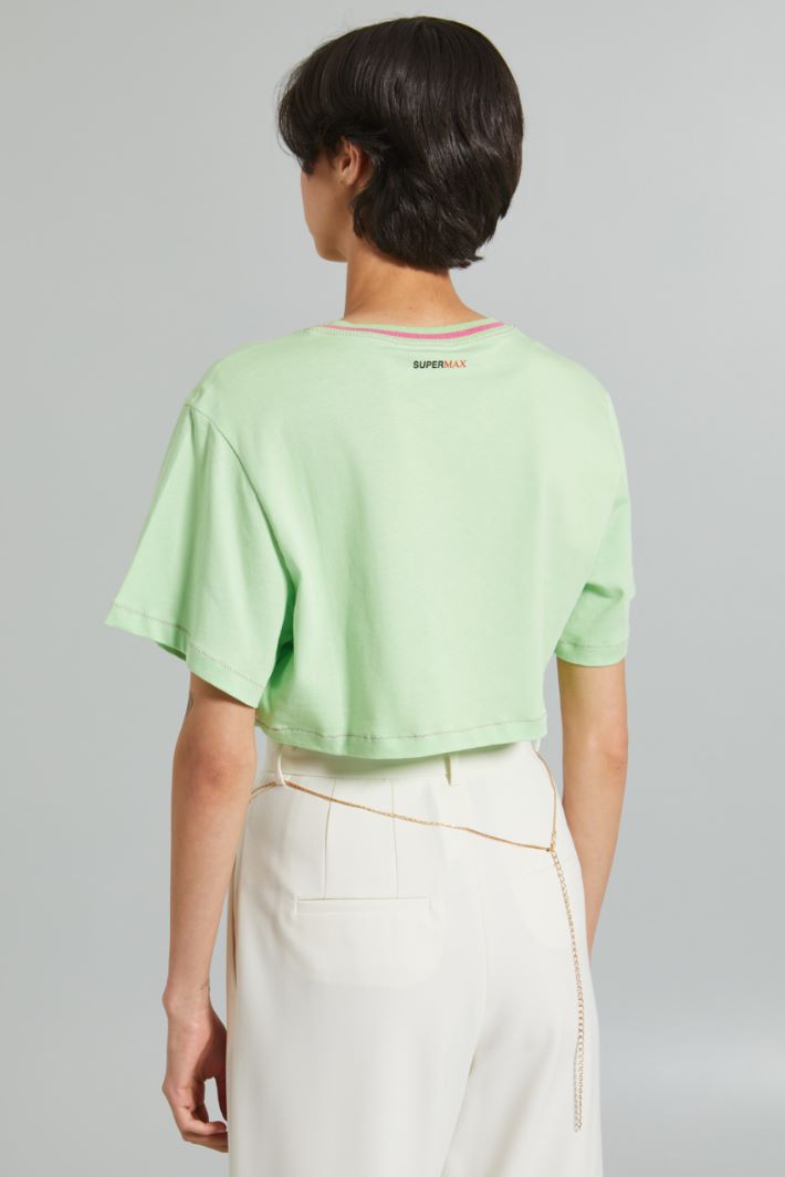 T-shirt cropped con stampa - VERDE PASTELLO - Fashion Market - 4