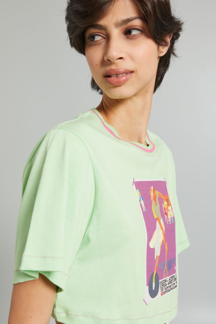 T-shirt cropped con stampa - VERDE PASTELLO - Fashion Market - 3