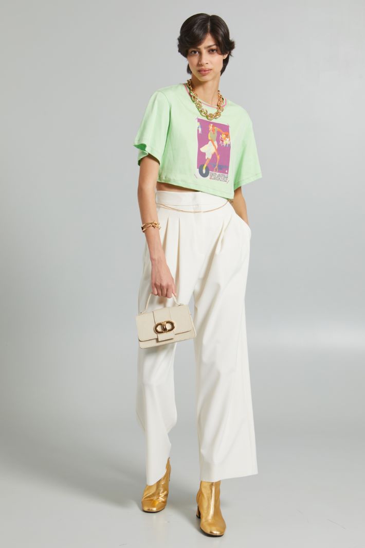T-shirt cropped con stampa - VERDE PASTELLO - Fashion Market