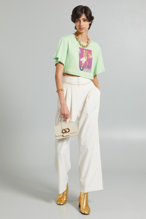 T-shirt cropped con stampa - Fashion Market