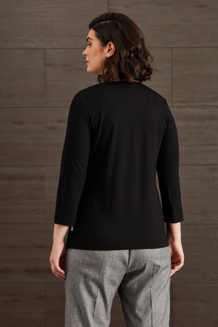T-shirt in jersey di viscosa - NERO - Fashion Market - 4