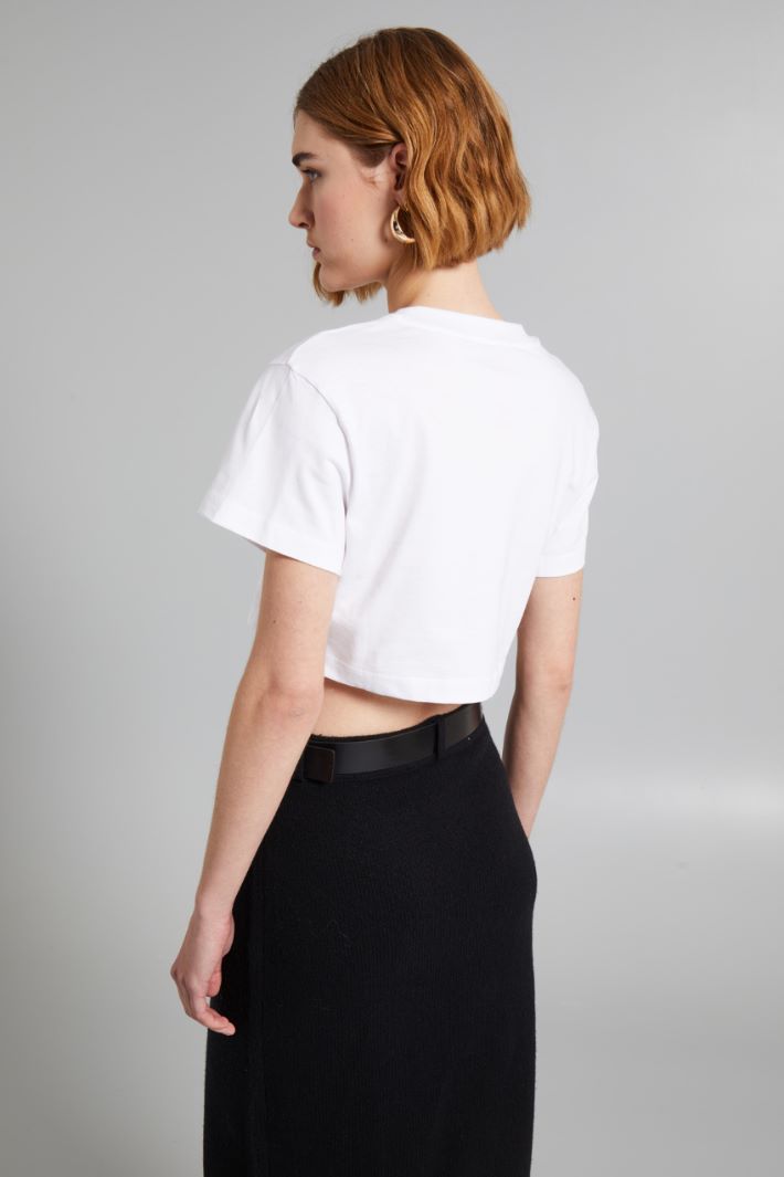 T-shirt cropped con stampa - BIANCO ROSA ACCESO - Fashion Market - 4