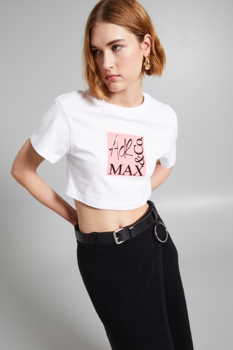 T-shirt cropped con stampa - Fashion Market