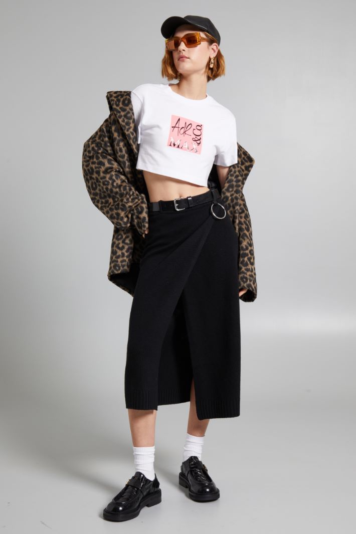 T-shirt cropped con stampa - BIANCO ROSA ACCESO - Fashion Market
