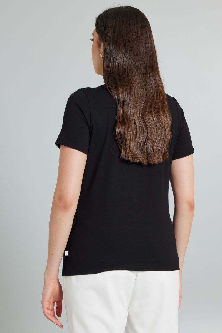 T-shirt in jersey con stampa - NERO - Fashion Market - 4