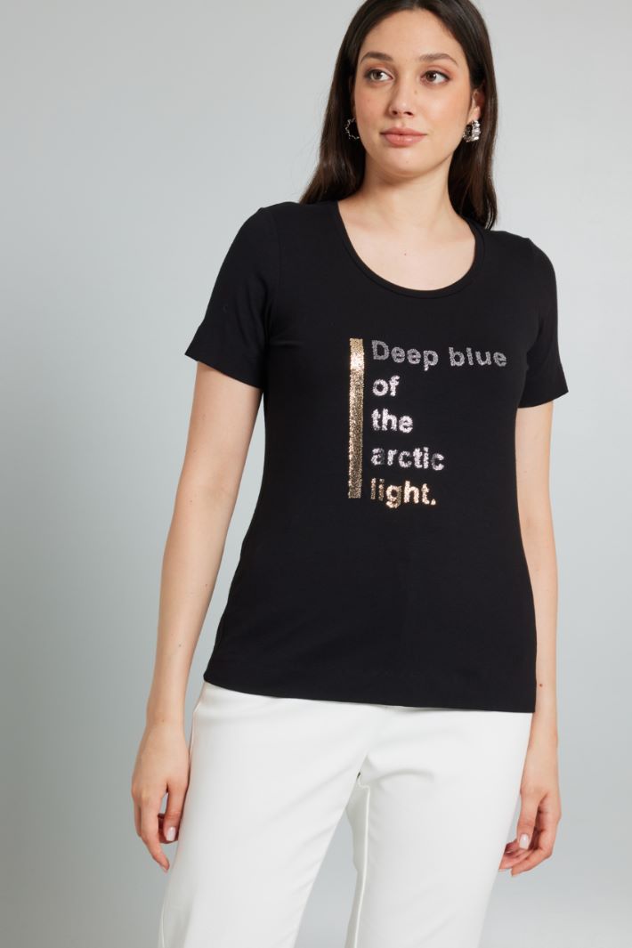 T-shirt in jersey con stampa - NERO - Fashion Market - 2