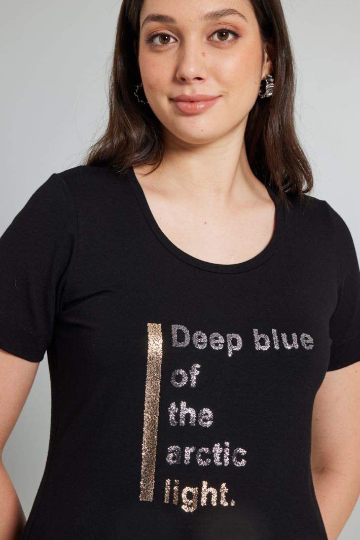 T-shirt in jersey con stampa - NERO - Fashion Market - 3