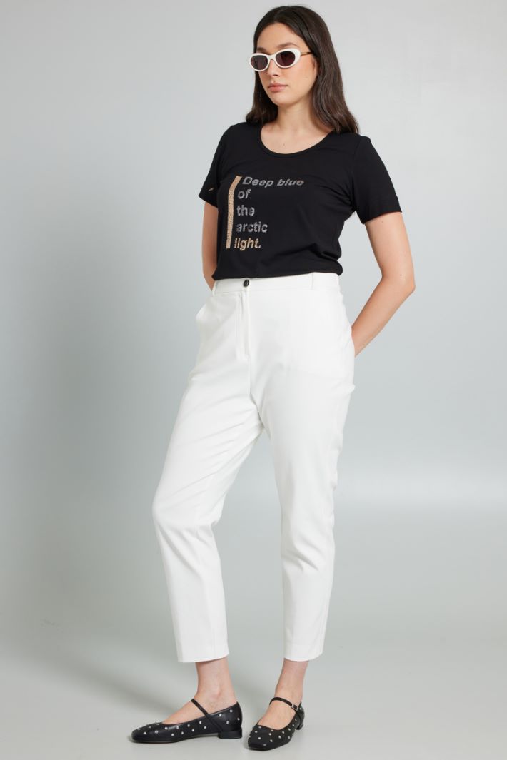 T-shirt in jersey con stampa - NERO - Fashion Market