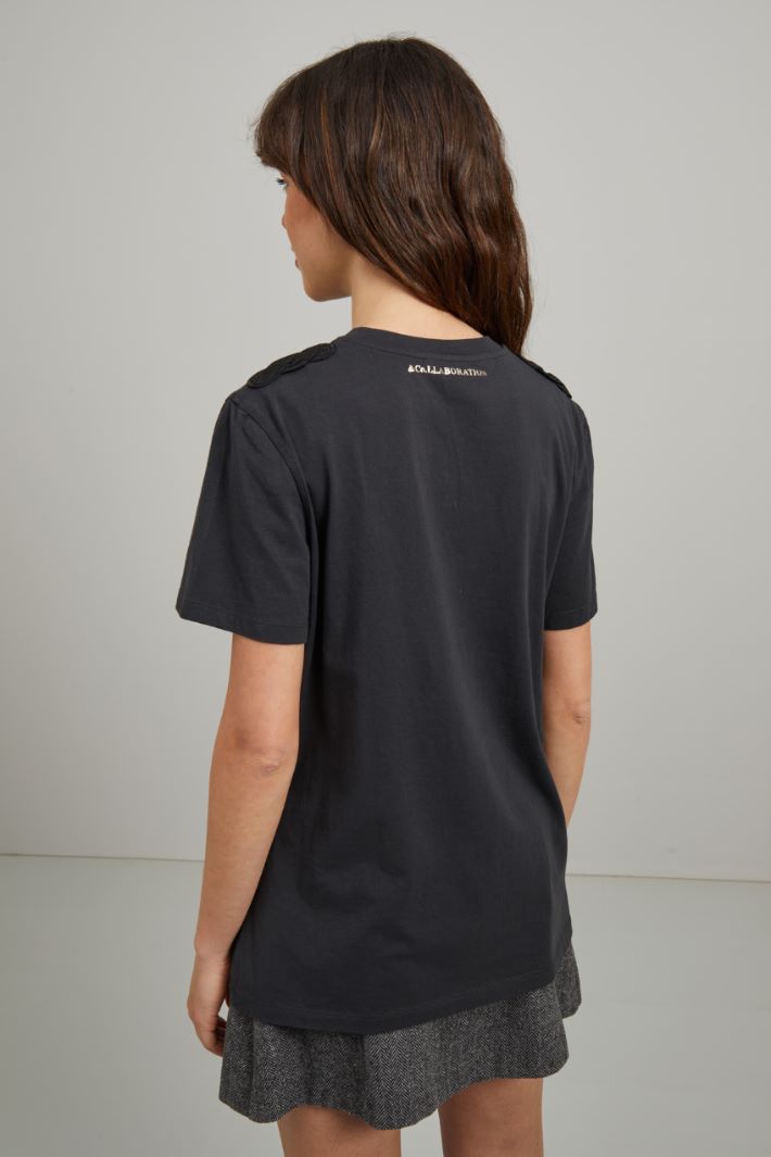 T-shirt in cotone - NERO ORO - Fashion Market - 4