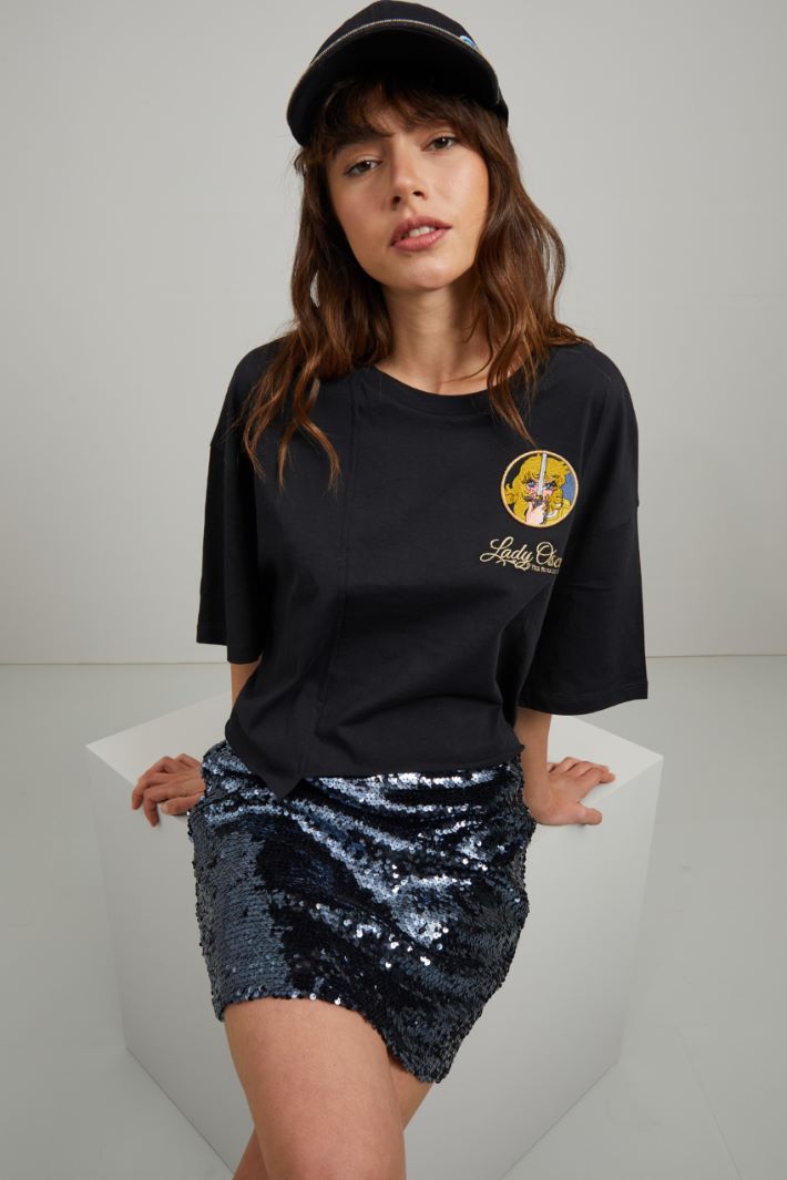 T-shirt ricamata - NERO ORO - Fashion Market - 2
