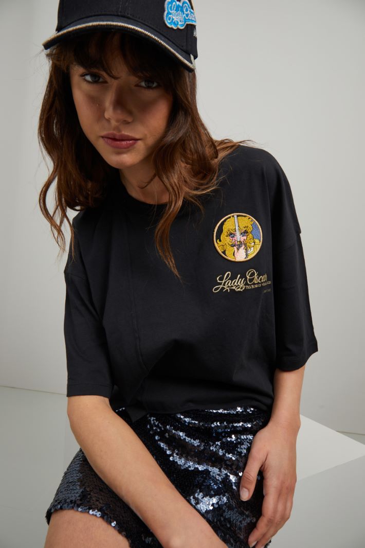 T-shirt ricamata - NERO ORO - Fashion Market - 3