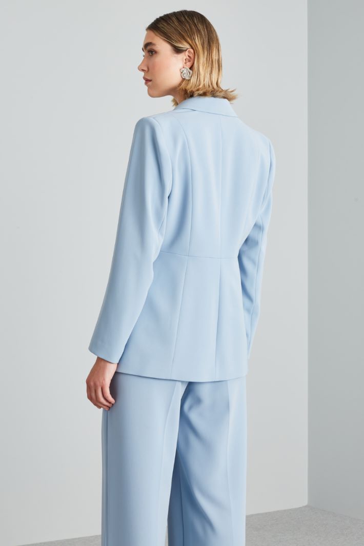 Blazer sfiancato in cady - CELESTE - Fashion Market - 4