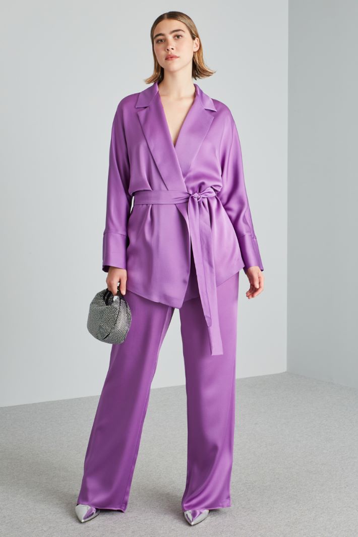 Blazer destrutturato con cintura - LILLA - Fashion Market