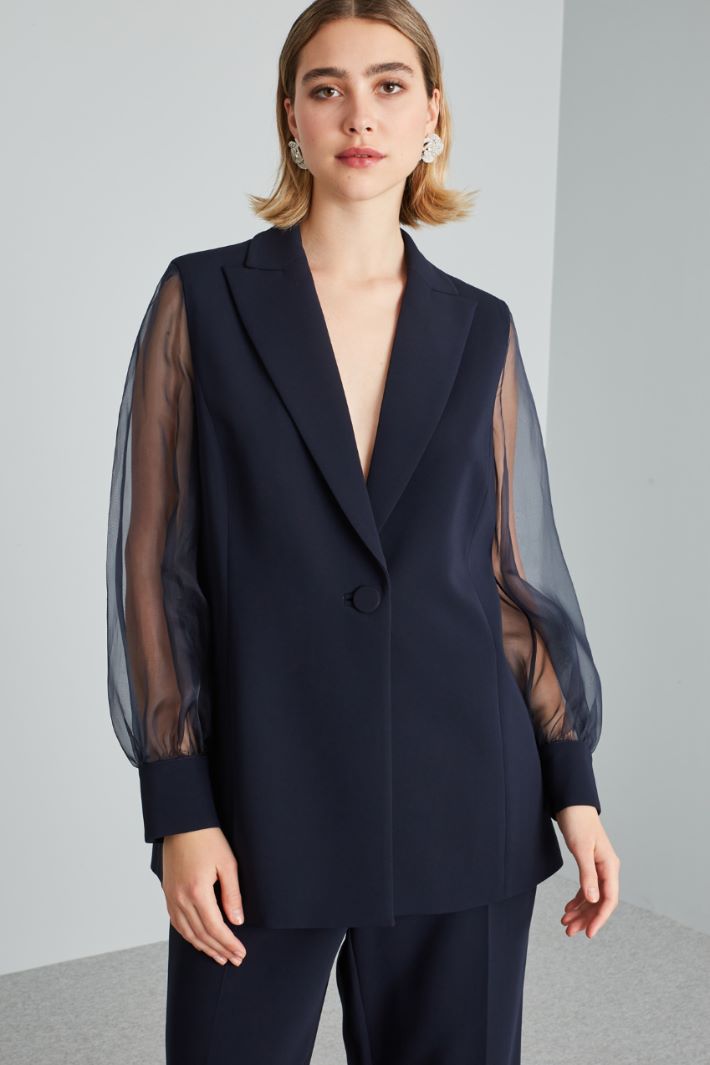 Blazer con maniche in organza - BLU NOTTE - Fashion Market - 2