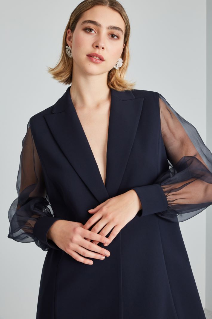 Blazer con maniche in organza - BLU NOTTE - Fashion Market - 3