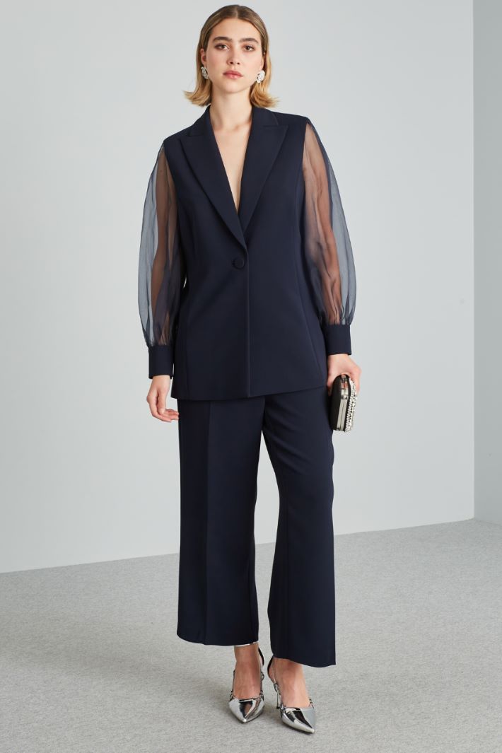 Blazer con maniche in organza - BLU NOTTE - Fashion Market