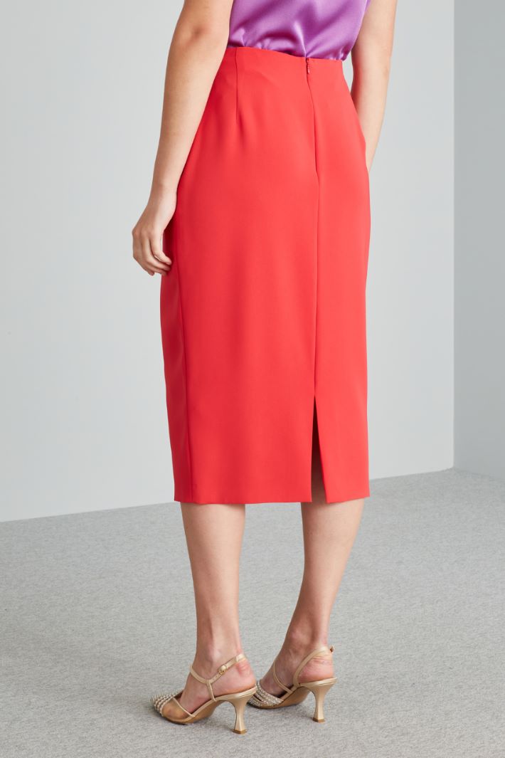Gonna a tubino in cady - ROSSO - Fashion Market - 4
