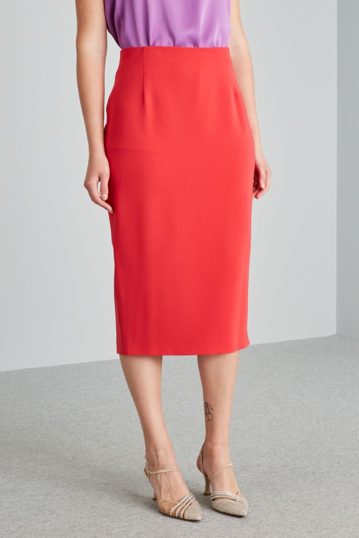 Gonna a tubino in cady - ROSSO - Fashion Market - 2
