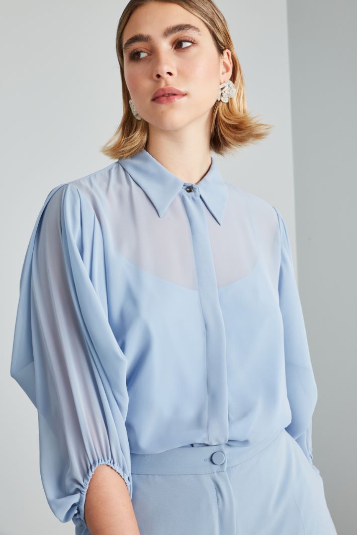 Blusa con maniche a tre quarti - CELESTE - Fashion Market - 3