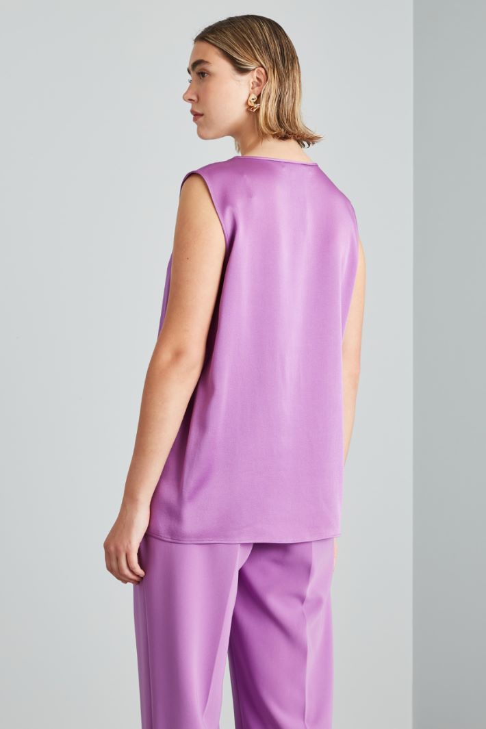 Top smanicato in raso - VIOLA - Fashion Market - 4