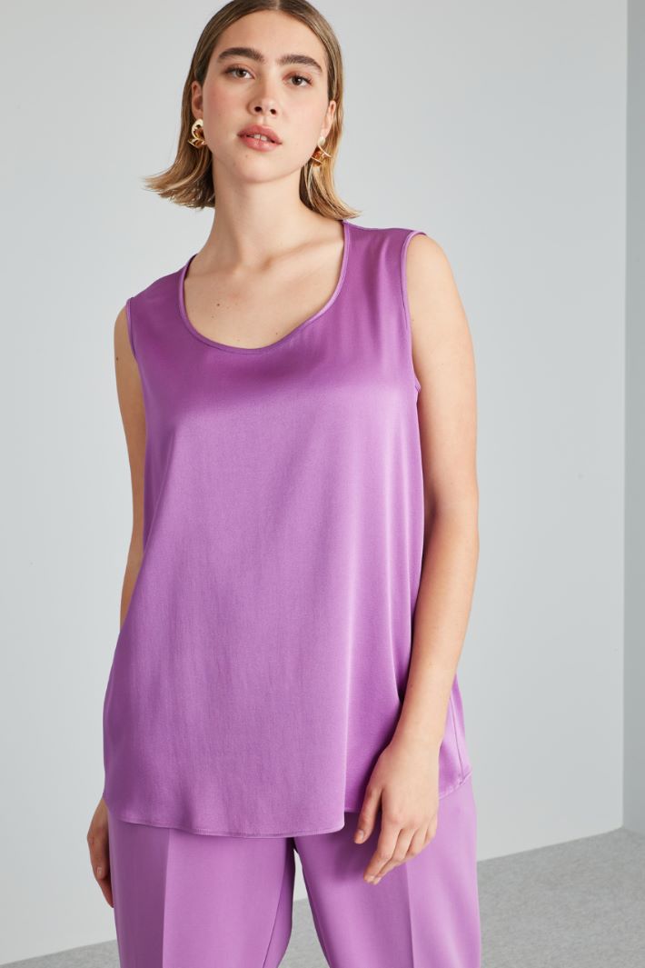 Top smanicato in raso - VIOLA - Fashion Market - 2