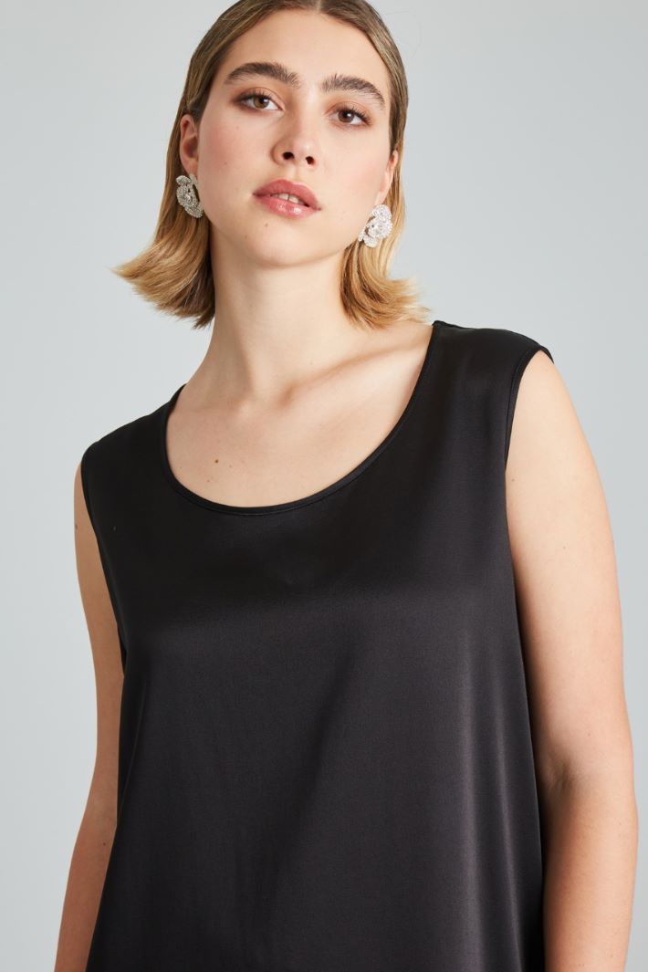 Top smanicato in raso - NERO - Fashion Market - 3