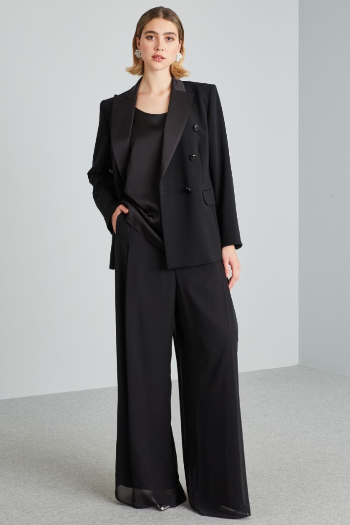 Top smanicato in raso - NERO - Fashion Market