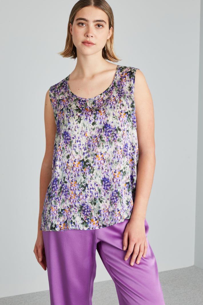 Top in raso stampato - VIOLA VERDE - Fashion Market - 2