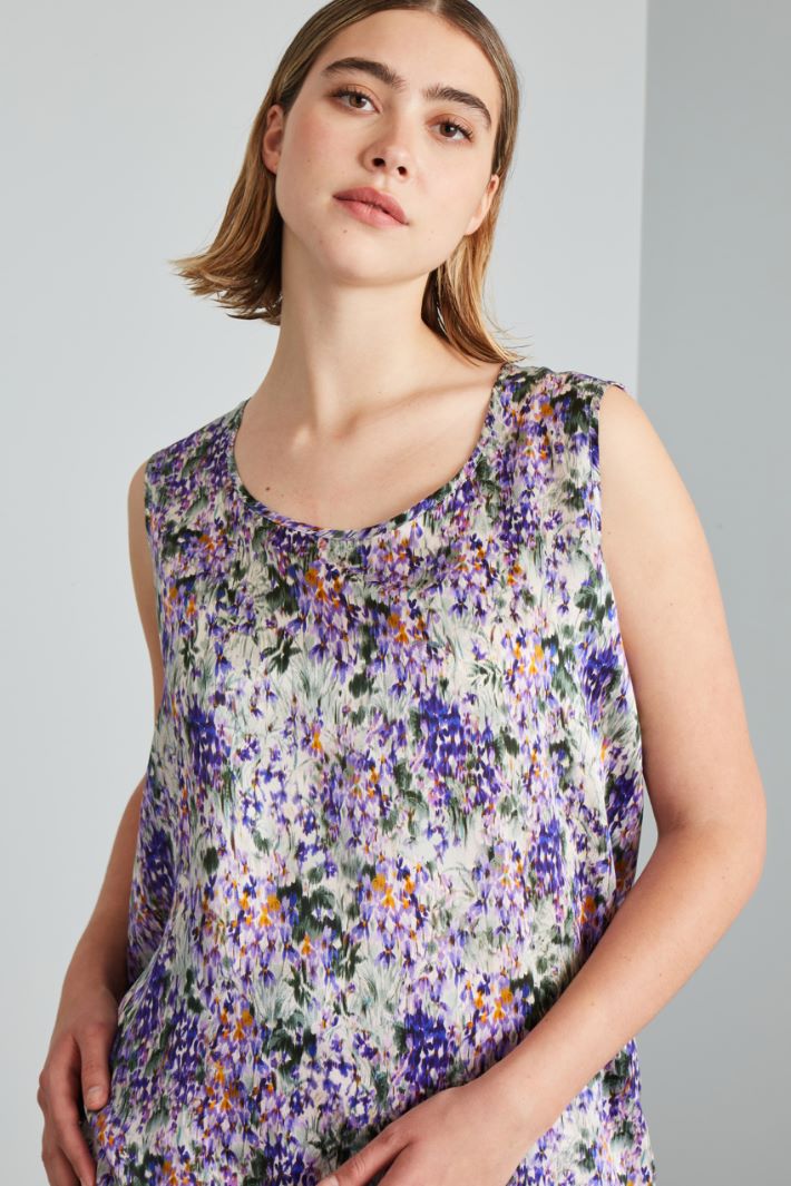 Top in raso stampato - VIOLA VERDE - Fashion Market - 3