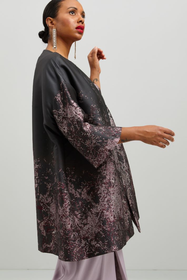 Spolverino jacquard - NERO ROSA VIOLA - Fashion Market - 3
